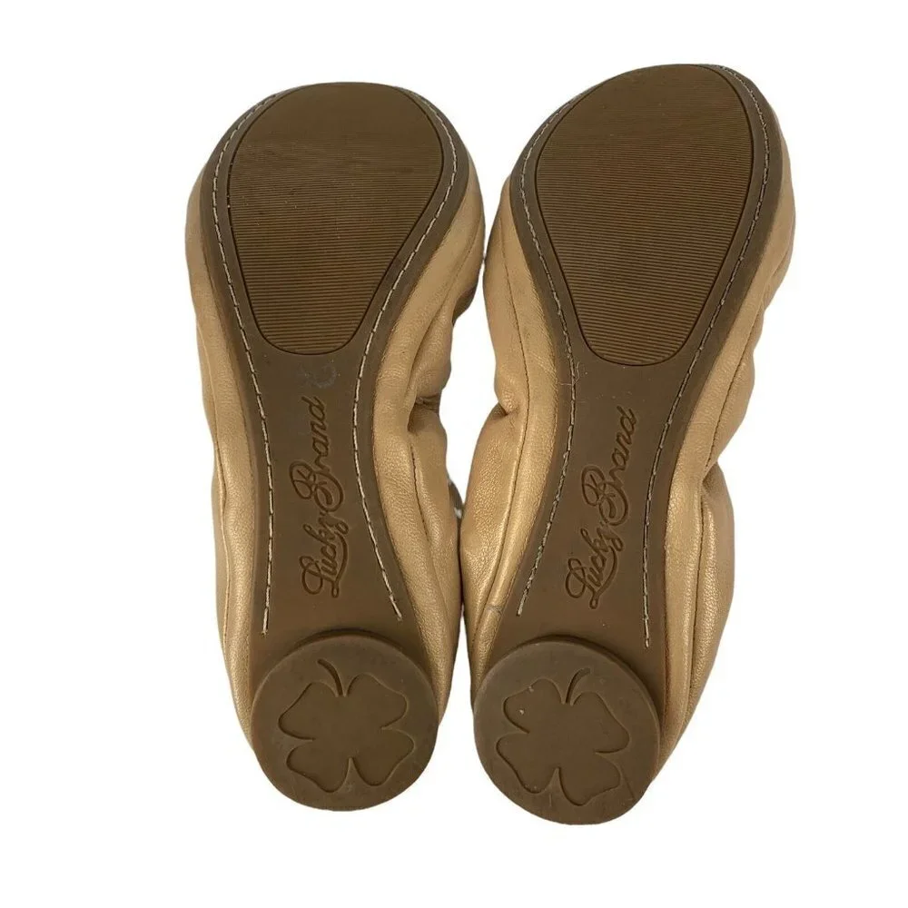 Lucky Brand EIKIA Nude Beige Leather Ballet Flats Size 7 M